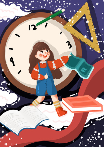 开学季卡通插画海报