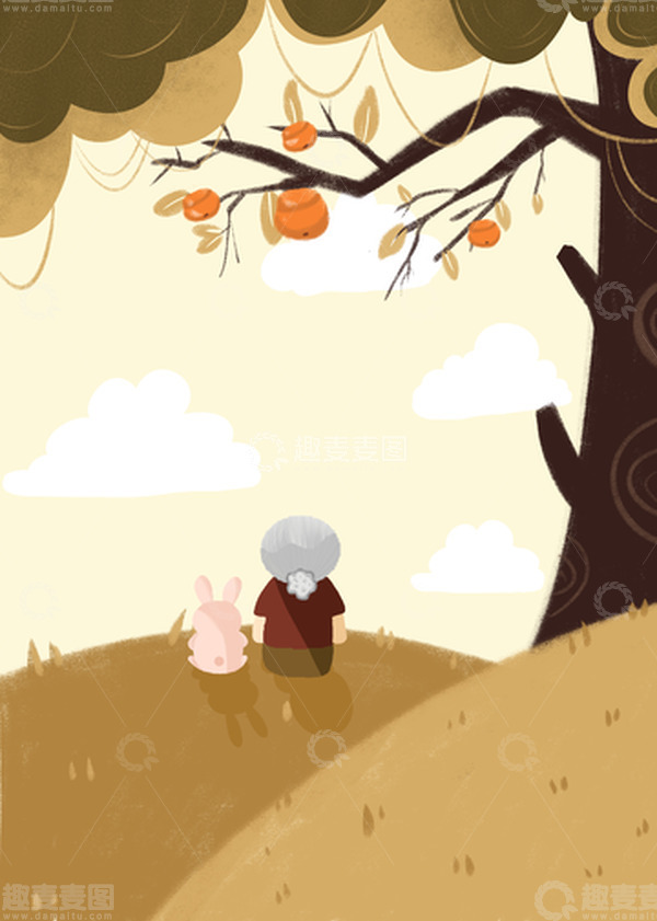 源文件下载【趣麦麦图】金色重阳节敬老手绘背景图