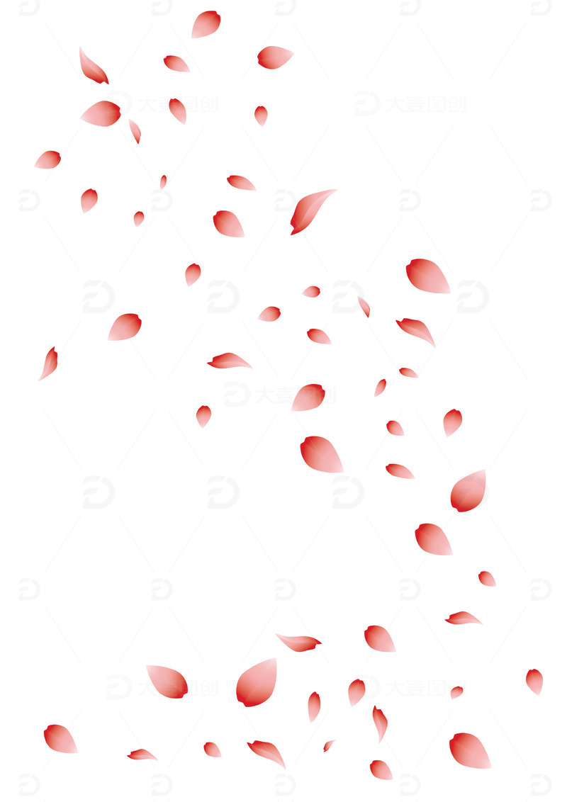 玫瑰花瓣矢量漂浮元素