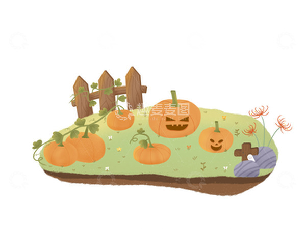 源文件下载【趣麦麦图】农场南瓜地菜地万圣节鬼脸瓜灯幽灵休憩可爱