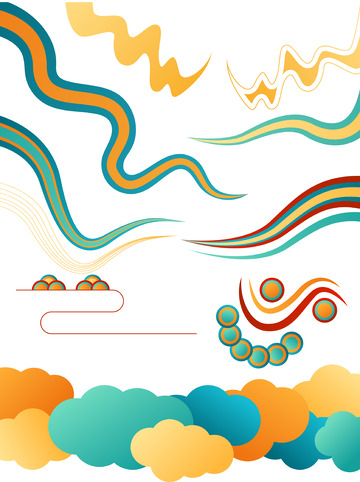 国潮经典配色中式祥云底部花纹铺设