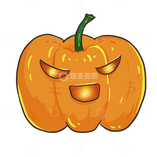 源文件下载【趣麦麦图】-卡通手绘万圣节橙色恶魔南瓜恐怖元素