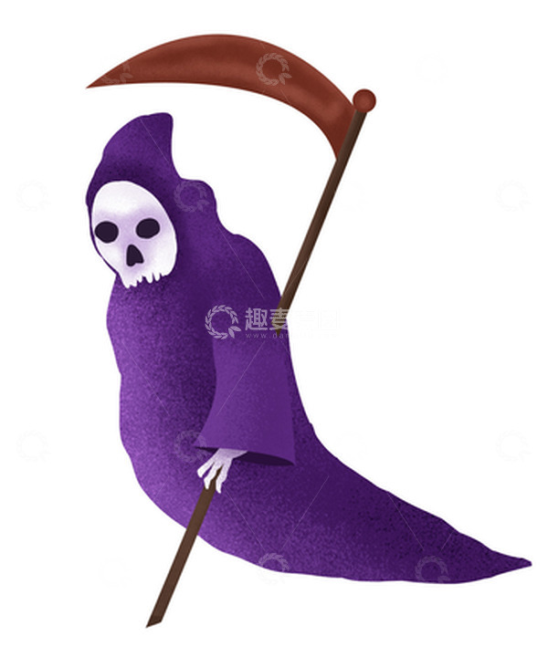 源文件下载【趣麦麦图】万圣节噪点肌理手绘死神形象元素