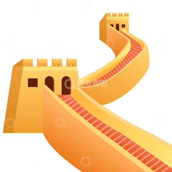 源文件下载【趣麦麦图】光滑金色渐变长城矢量插画元素