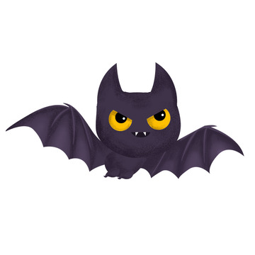 紫色暗黑万圣节蝙蝠手绘图