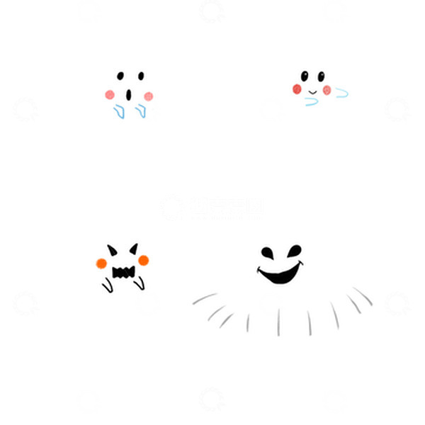 源文件下载【趣麦麦图】白色幽灵可爱鬼魂万圣节装饰元素万圣节