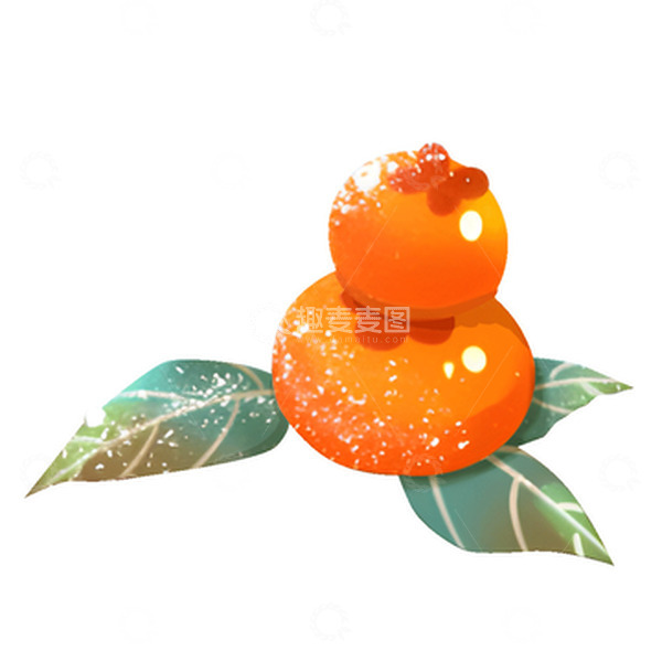 源文件下载【趣麦麦图】橙色小清新霜降冻柿子手绘图