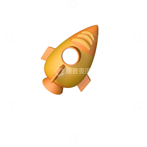 源文件下载【趣麦麦图】黄色卡通小火箭发射装饰元素