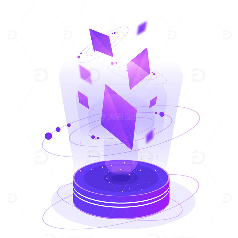 源文件下载【趣麦麦图】紫色科技未来星空几何装饰图标插画