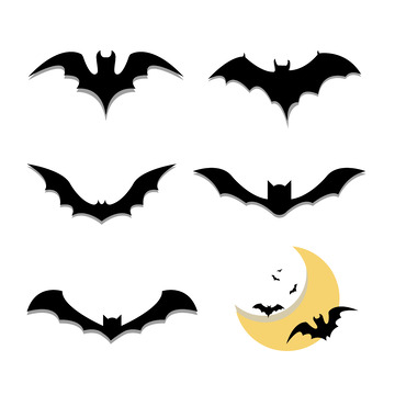 万圣节月亮蝙蝠剪影