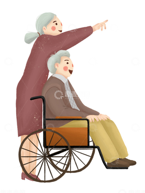 源文件下载【趣麦麦图】重阳节手绘关爱老人插画