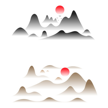 黑色金色半透明矢量山脉群