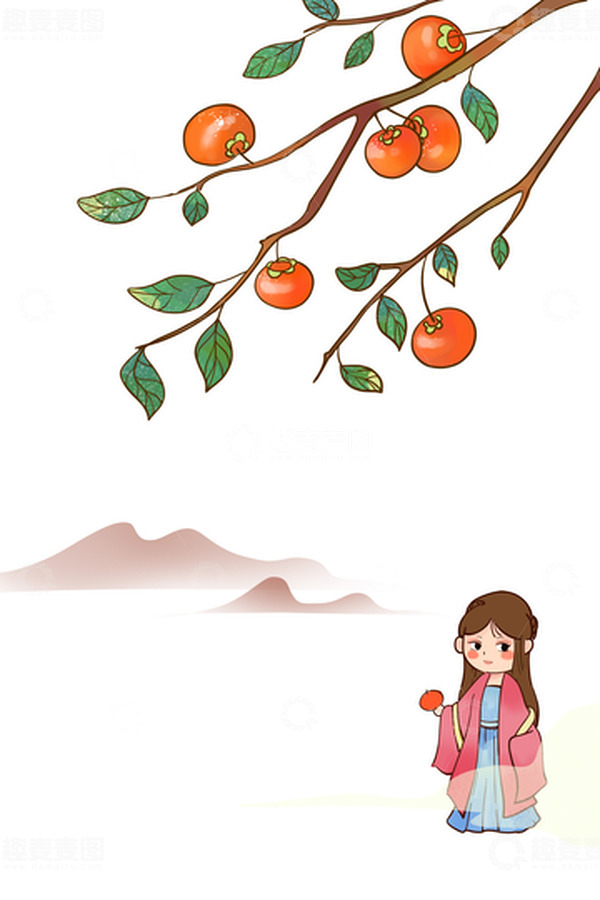 源文件下载【趣麦麦图】霜降节气插画古风背景