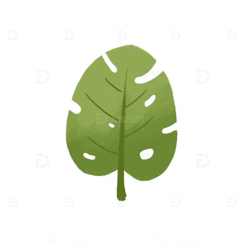 绿色手绘树叶