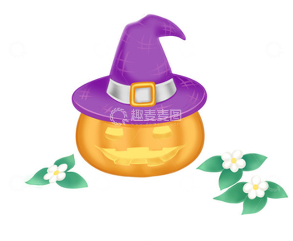 源文件下载【趣麦麦图】万圣节巫师帽南瓜头手绘仿3D