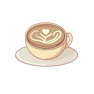 拉花咖啡手绘图