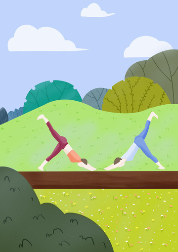 扁平户外草平双人瑜伽