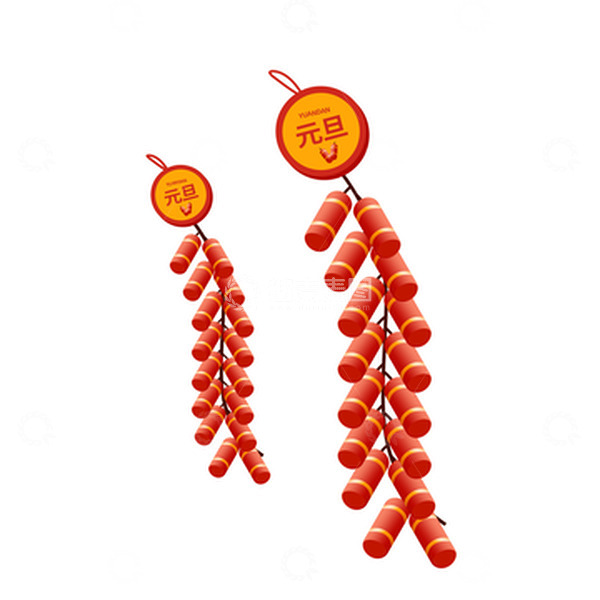 源文件下载【趣麦麦图】红色手绘卡通元旦鞭炮元素