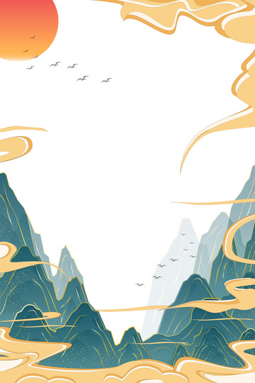 中国风传统国潮祥云花纹装饰插画