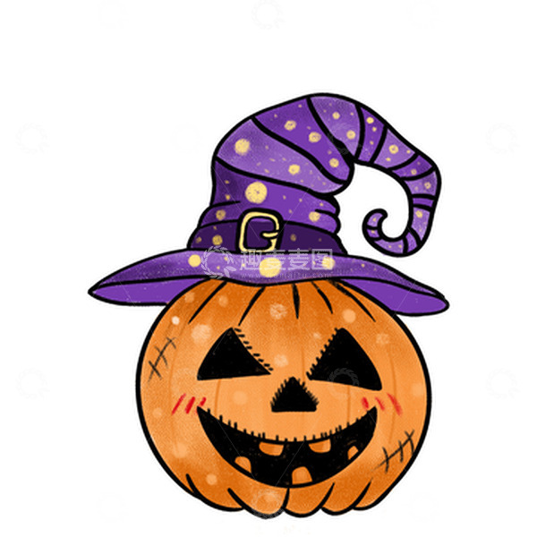 源文件下载【趣麦麦图】黄色手绘卡通南瓜万圣节元素