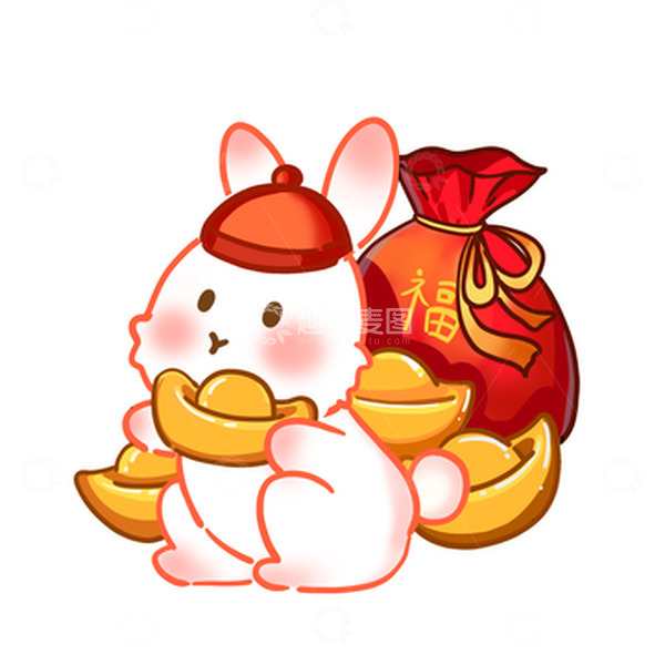 源文件下载【趣麦麦图】元旦兔子素材