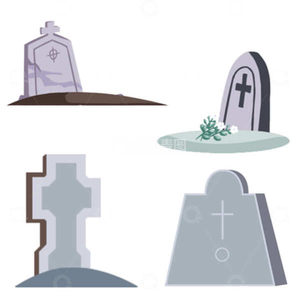 源文件下载【趣麦麦图】手绘卡通插画墓碑设计元素