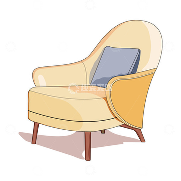 源文件下载【趣麦麦图】家具单人沙发椅子描边插画