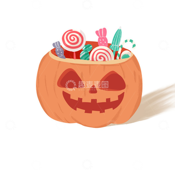 源文件下载【趣麦麦图】万圣节南瓜灯糖果手绘素材