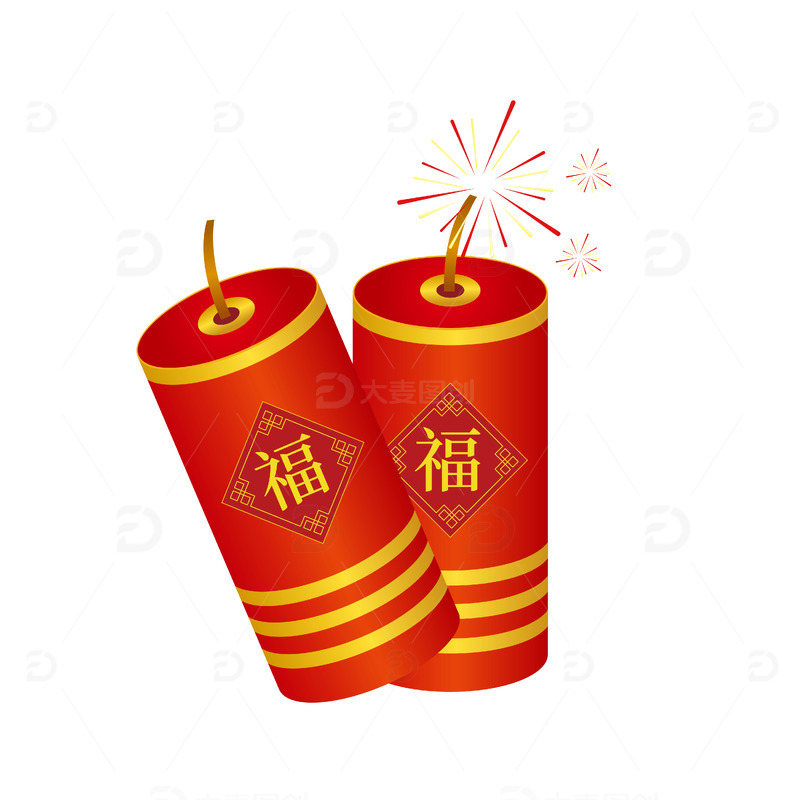 新年新春元旦鞭炮爆竹元素