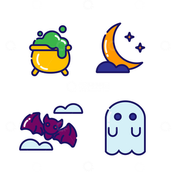 源文件下载【趣麦麦图】万圣节矢量可爱扁平icon图标