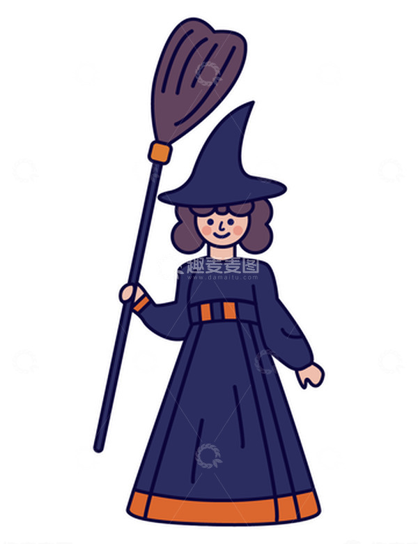 源文件下载【趣麦麦图】可爱卡通MBE万圣节小女巫矢量图