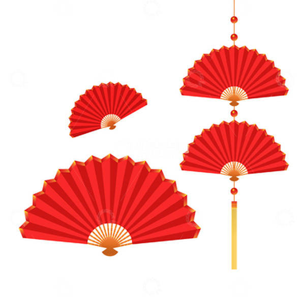 源文件下载【趣麦麦图】红色，喜庆，元旦。装饰，折扇