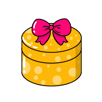 卡通黄色礼物礼物盒节日礼品手绘图