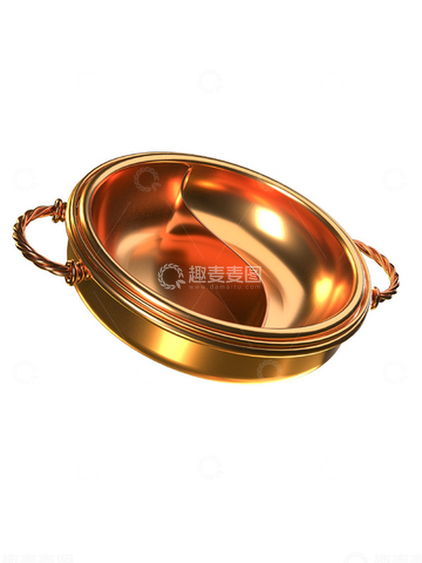 源文件下载【趣麦麦图】金色立体3D鸳鸯锅火锅铜锅