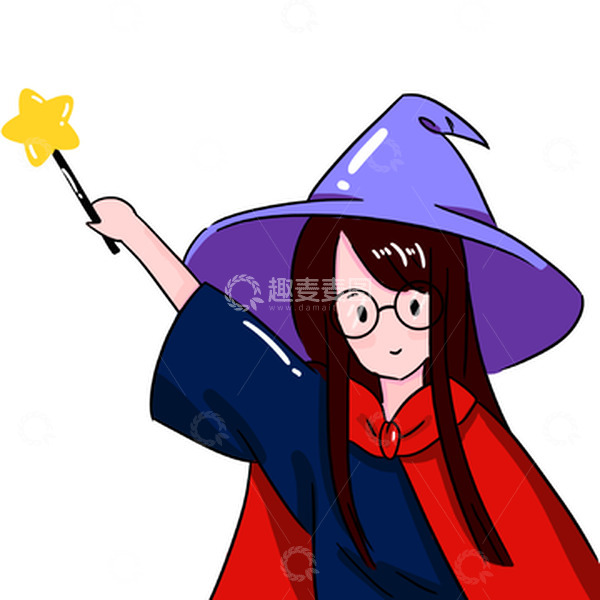 源文件下载【趣麦麦图】卡通万圣节魔女手绘图