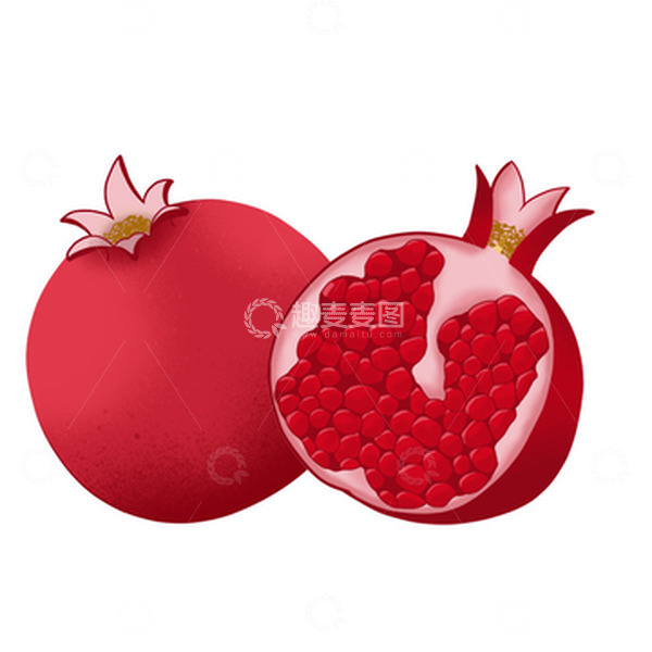 源文件下载【趣麦麦图】红色水果石榴手绘图