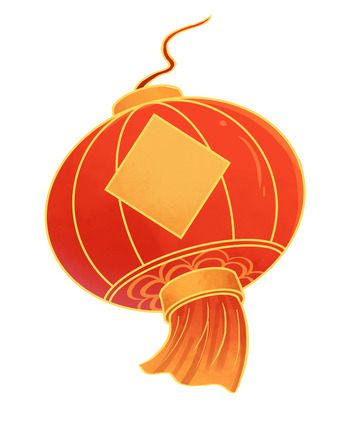 大红色手绘元旦喜庆国风灯笼