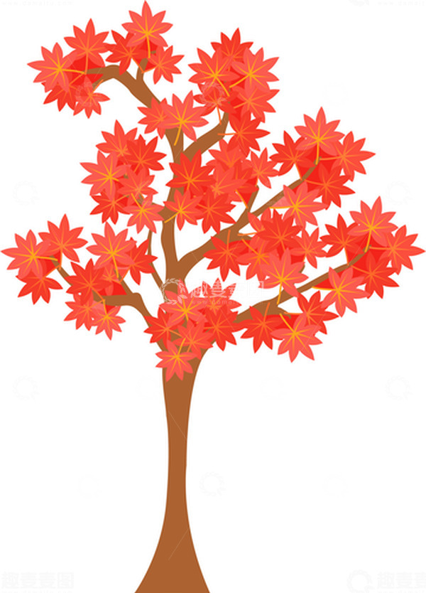 源文件下载【趣麦麦图】红色手绘矢量秋天枫树霜降元素