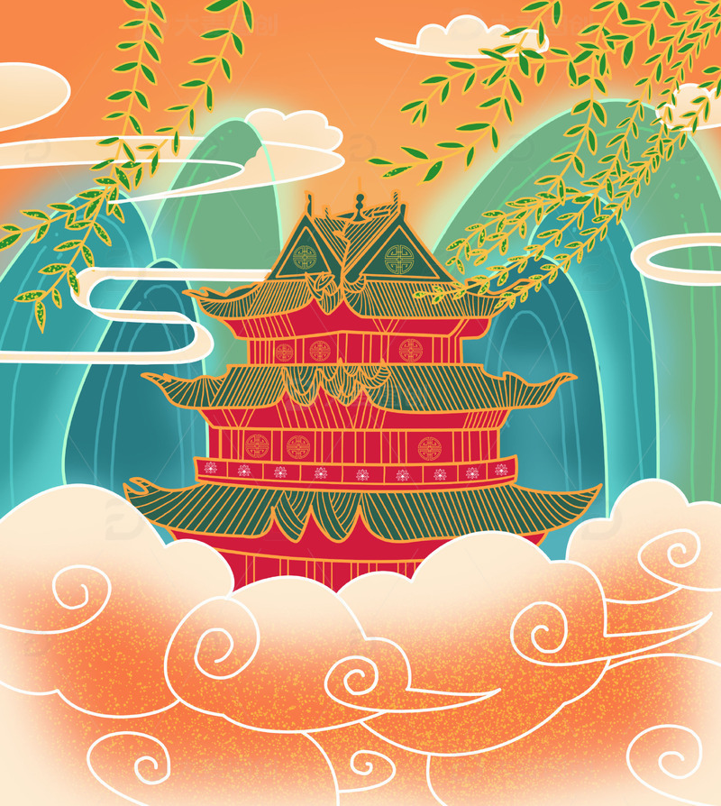 源文件下载【趣麦麦图】-建筑国潮细腻风