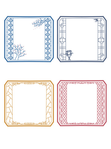 国风中式古典窗纹梅兰竹菊传统纹样国潮边框