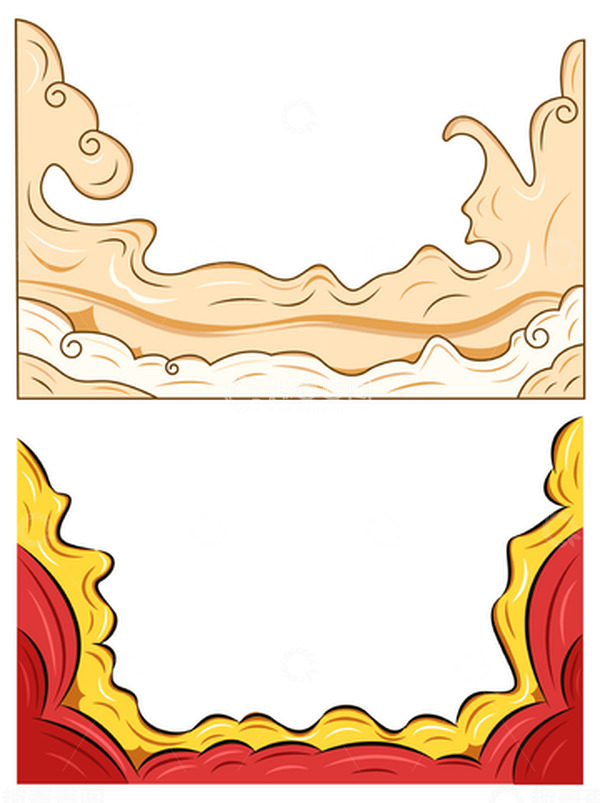 源文件下载【趣麦麦图】中国风传统祥云底纹装饰边框铺垫插画元素