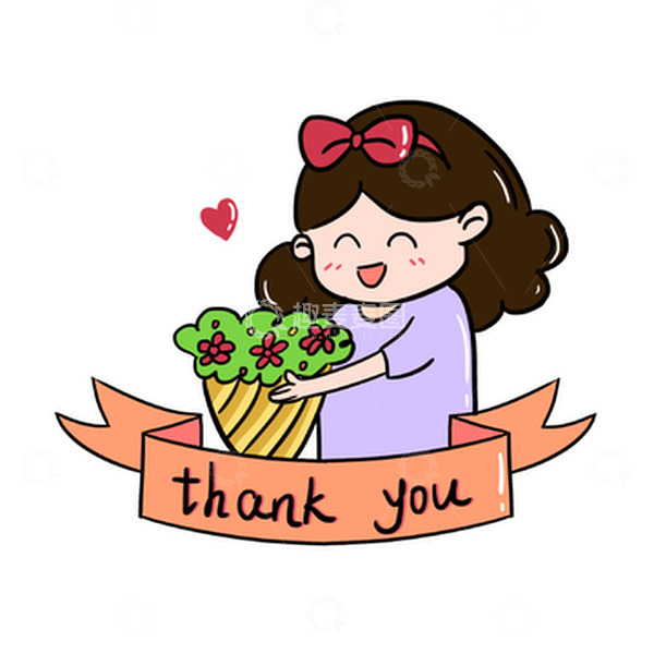 源文件下载【趣麦麦图】卡通感恩节节日女孩子送花手绘图