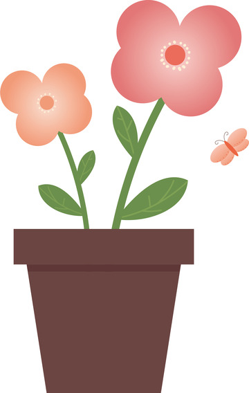 手绘花盆蝴蝶