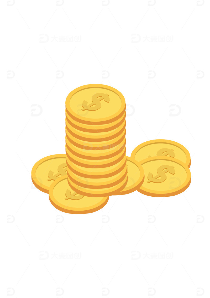源文件下载【趣麦麦图】金色 卡通 钱币 矢量 金币,漂浮元素