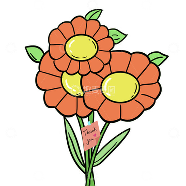 源文件下载【趣麦麦图】卡通感恩节鲜花手绘图