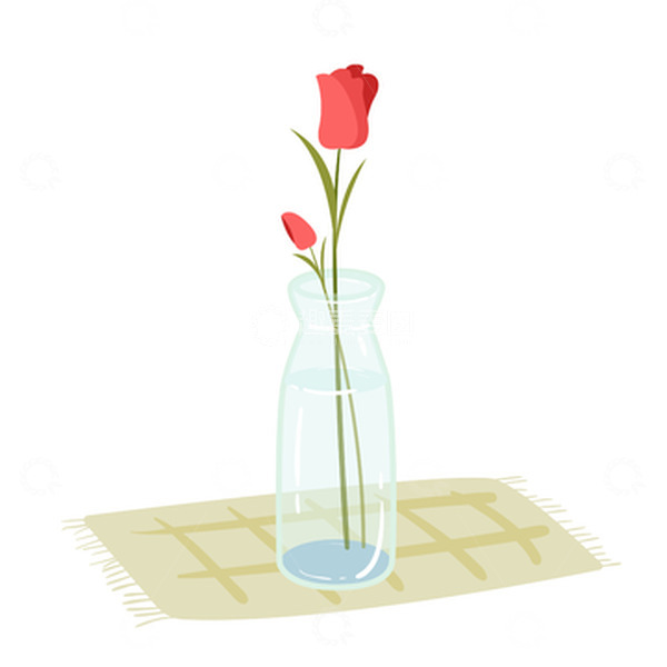 源文件下载【趣麦麦图】红色感恩节玻璃瓶插花