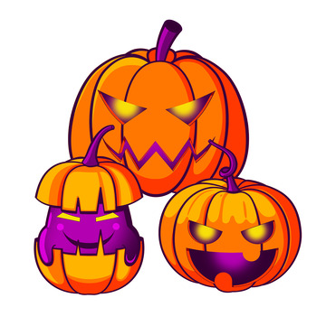 橘色卡通万圣节南瓜灯幽灵