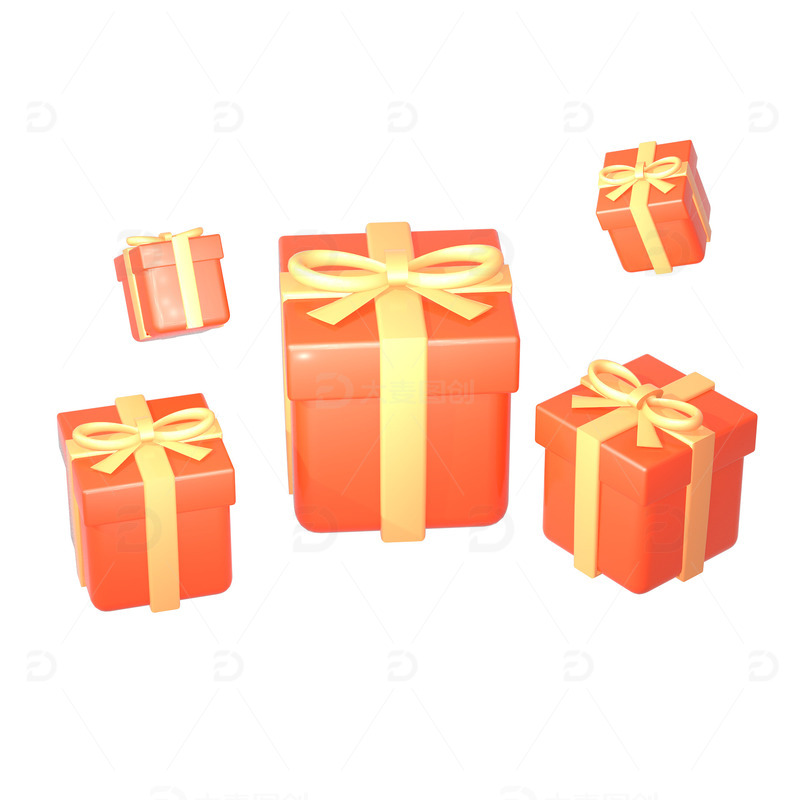 源文件下载【趣麦麦图】3D礼盒电商促销质感漂浮装饰