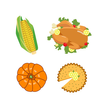 感恩节玉米火鸡南瓜元素