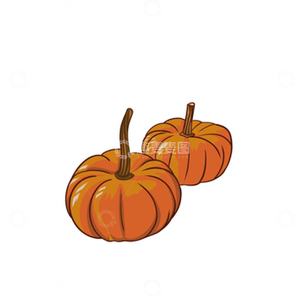 源文件下载【趣麦麦图】-南瓜感恩节手绘插画两个南瓜